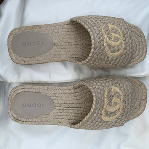 Gucci GG Juta Multi Twisted Woven Slides in Beige