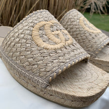 Load image into Gallery viewer, Gucci GG Juta Multi Twisted Woven Slides in Beige