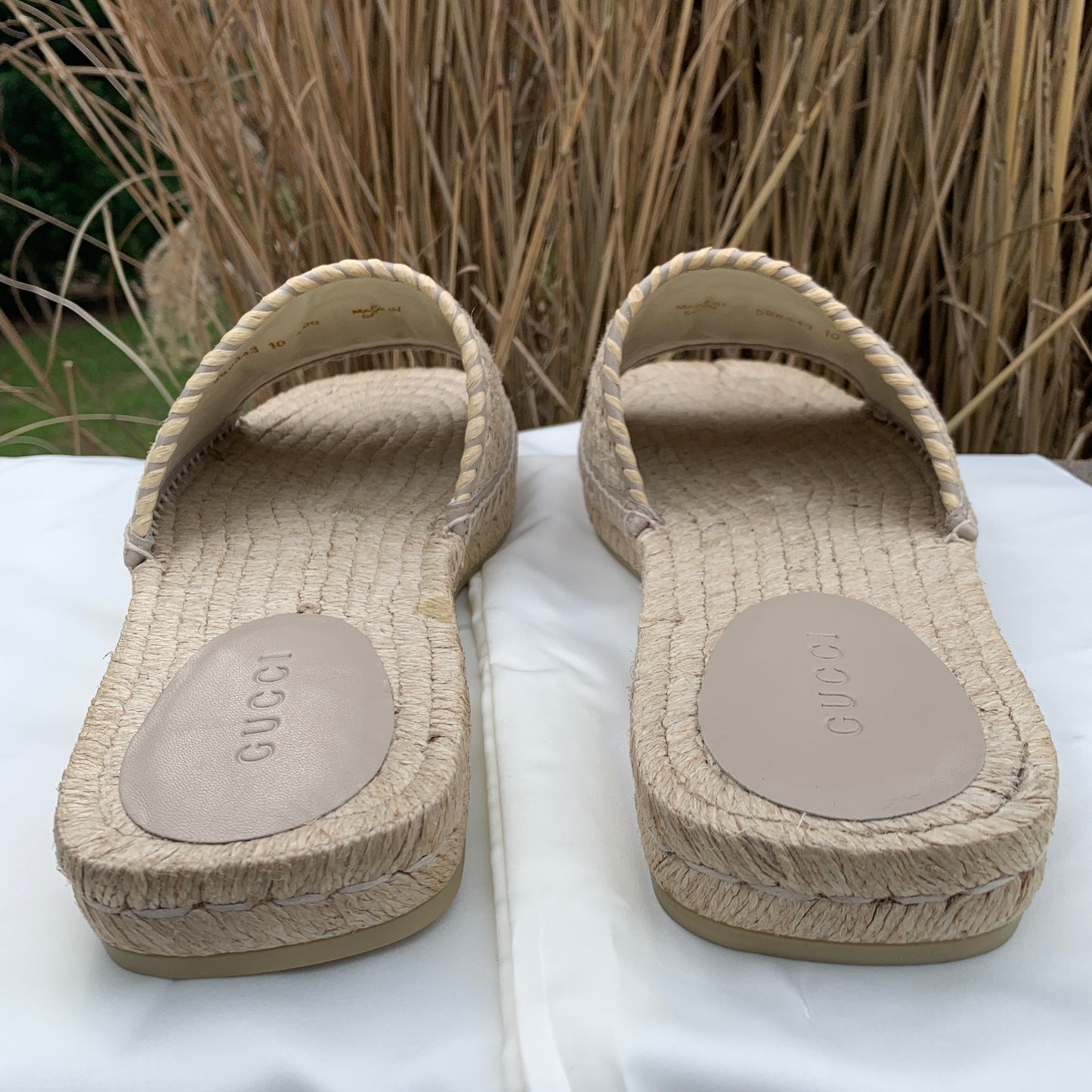 Gucci GG Juta Multi Twisted Woven Slides in Beige