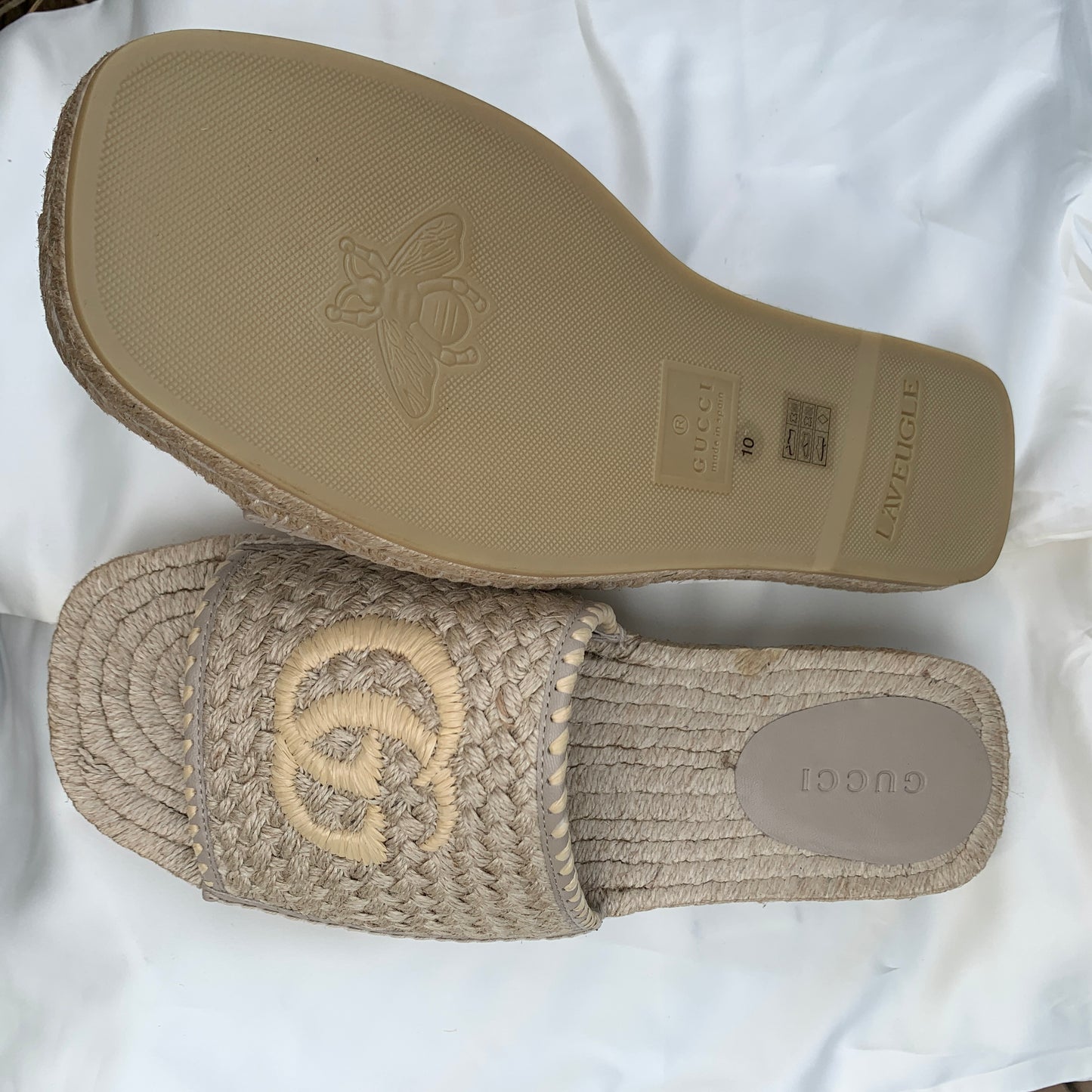 Gucci GG Juta Multi Twisted Woven Slides in Beige