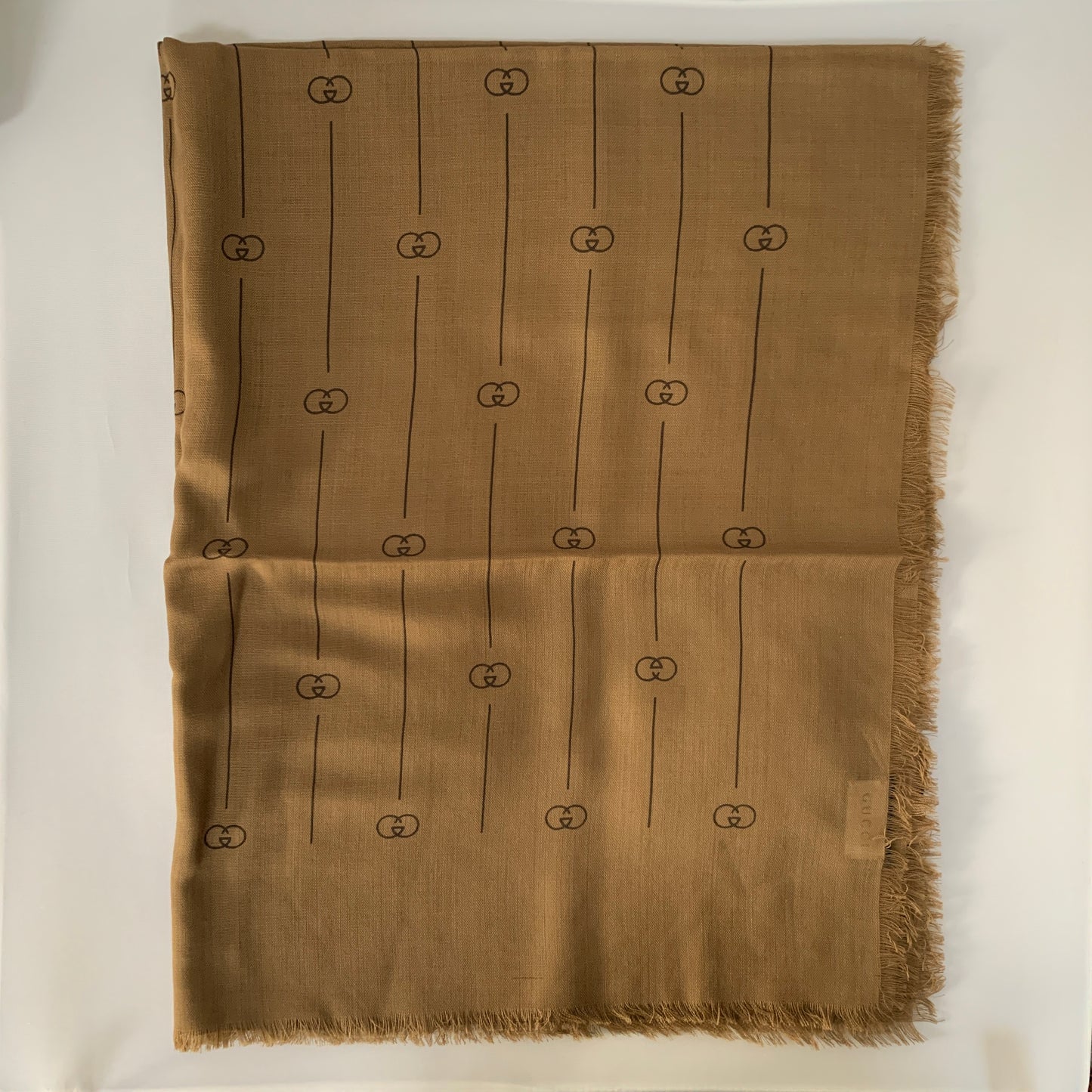 Gucci GG Thin Striped Scarf in Beige