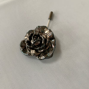 Gavriel Antique Style Flower Heart Brooch in Sterling Silver