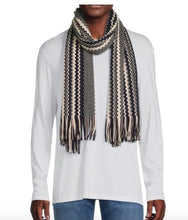 Load image into Gallery viewer, Missoni Geometric Wool-Blend Scarf in Navy and White