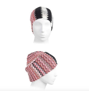 Missoni Print Beanie in Pink and Red