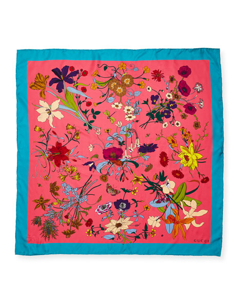 Gucci Flora Gothic Print Silk Scarf in Pink – Gavriel.us