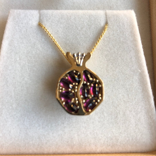 Gavriel 14K White and Gold Pomegranate Necklace with Garnets