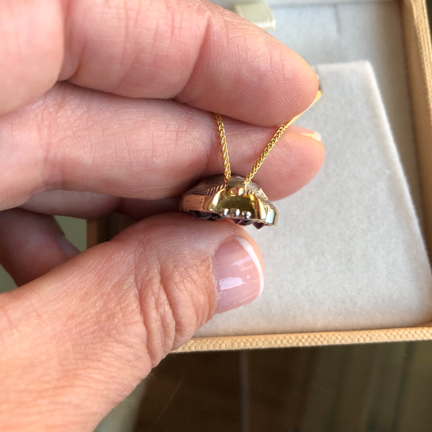Gavriel 14K White and Gold Pomegranate Necklace with Garnets