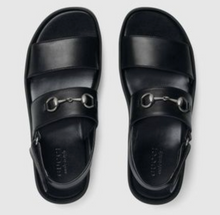 Load image into Gallery viewer, Gucci Men&#39;s Horse bit Greek Sandal in Black