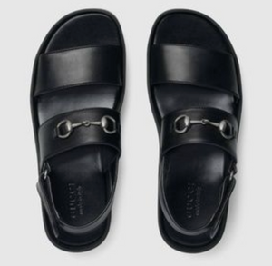 Gucci Men's Horse bit Greek Sandal in Black