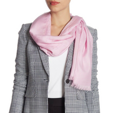 Load image into Gallery viewer, Gucci delivers a timeless and classic scarf in Rose Pink.  Wrap it around your neck for a neutral winter rose or use it as a blooming pink shawl in the spring.  This wool / silk scarf can be worn year round.