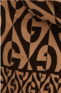 Gucci GG Rhombus Logo Jacquard Scarf in Beige and Black