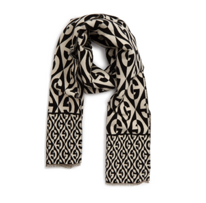 Gucci GG Rhombus Logo Jacquard Scarf in Ivory and Black