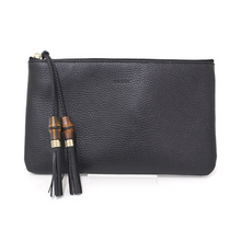 Load image into Gallery viewer, Gucci Zip Top Clutch Pouch with Bamboo Tassel Pull in Black