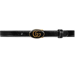 GUCCI Embellished glossed-leather waist belt