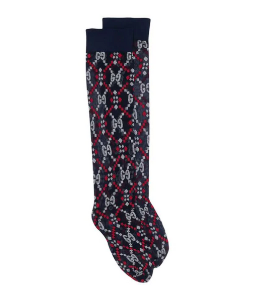 Gucci GG Jacquard Mesh Socks in Navy