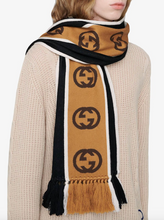 Load image into Gallery viewer, Gucci GG-jacquard Striped Wool-blend Scarf In Black