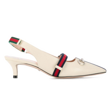 Load image into Gallery viewer, Gucci Malaga Kid Horsebit Webbed Pumps in White