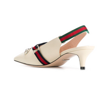 Load image into Gallery viewer, Gucci Malaga Kid Horsebit Webbed Pumps in White