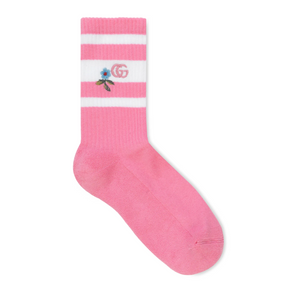 Gucci GG Knitted Daisy Socks In Neon Pink
