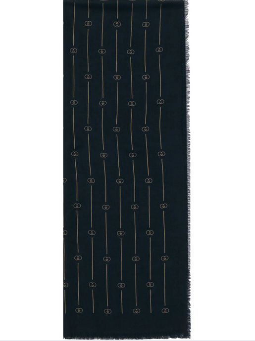 Gucci GG Thin Striped Scarf in Midnight Blue