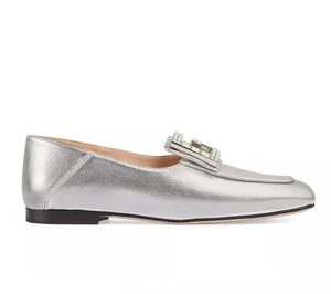 Gucci Collapsable Madelyn Crystal GG Loafers in Silver