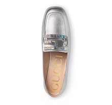 Load image into Gallery viewer, Gucci Collapsable Madelyn Crystal GG Loafers in Silver