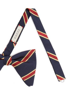 Gucci Red and Gold Striped Pencil Bow Tie in Navy