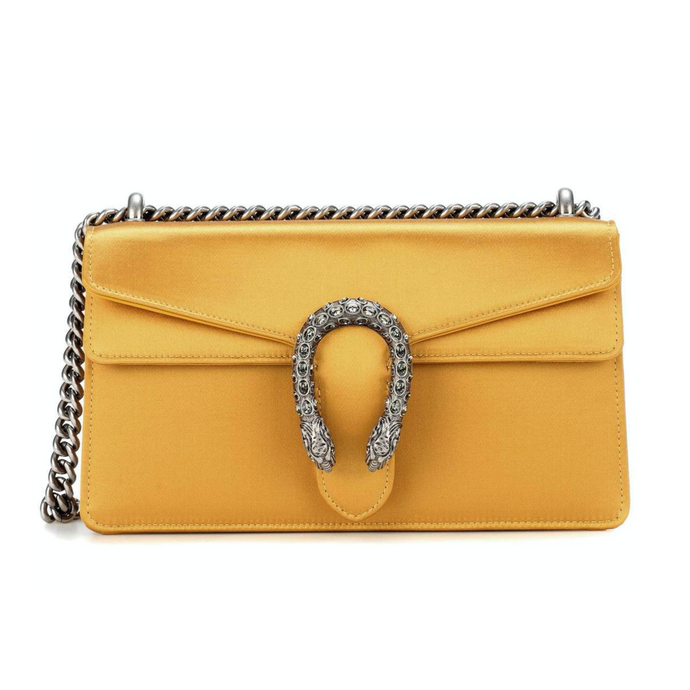 Gucci Small Dionysus Satin Shoulder Bag in Celestial Yellow