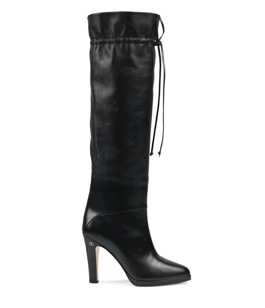 Gucci Leather Knee High Boots in Black