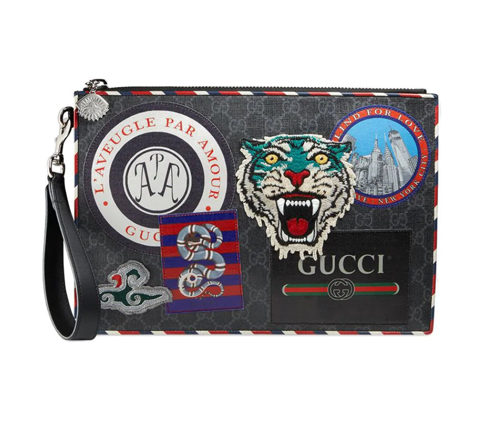 Gucci GG Supreme Night Courrier Pouch in Gray