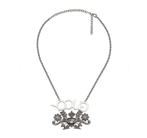 Gucci GUCCY Crystal Necklace in Silver