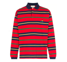 Load image into Gallery viewer, Gucci Striped Long Sleeve Polo with Bee in Red