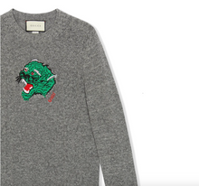 Load image into Gallery viewer, Gucci Panther Embroidered Knit Sweater in Gray