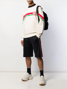 Gucci Side Stripe Track Shorts with Lyre in Black