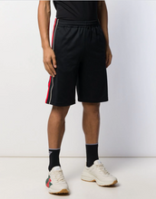 Load image into Gallery viewer, Gucci Side Stripe Track Shorts with Lyre in Black
