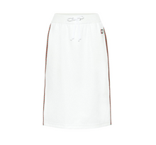Load image into Gallery viewer, Gucci Technical Drawstring Stripe Logo Midi Skirt In White