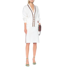 Load image into Gallery viewer, Gucci Technical Drawstring Stripe Logo Midi Skirt In White