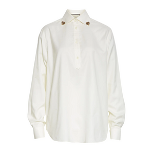 Gucci Ram Button-Down Collar Cotton Shirt in White
