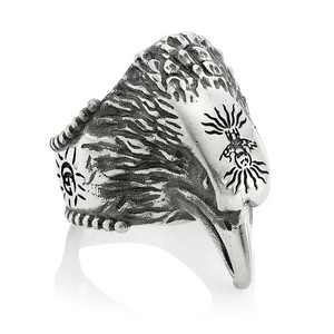 Gucci Anger Forest Eagle Head Ring In Sterling Silver