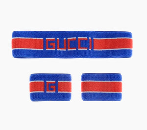 Gucci Queen Heron Headband and Wristband Set in Blue