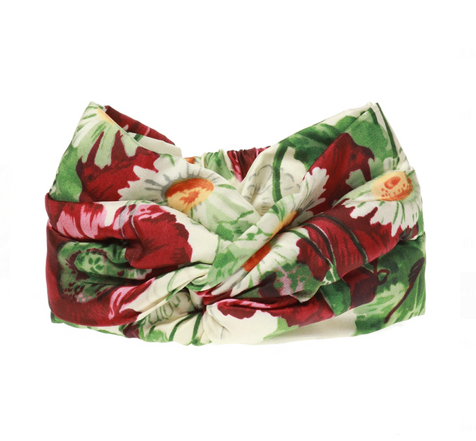 Gucci Floral Print Padded Headband in Red