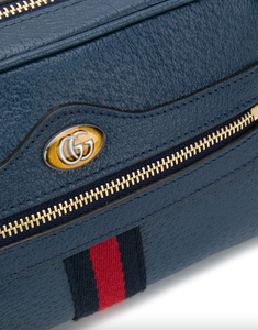 Gucci Ophidia Leather Mini Crossbody Bag in Blue Agate