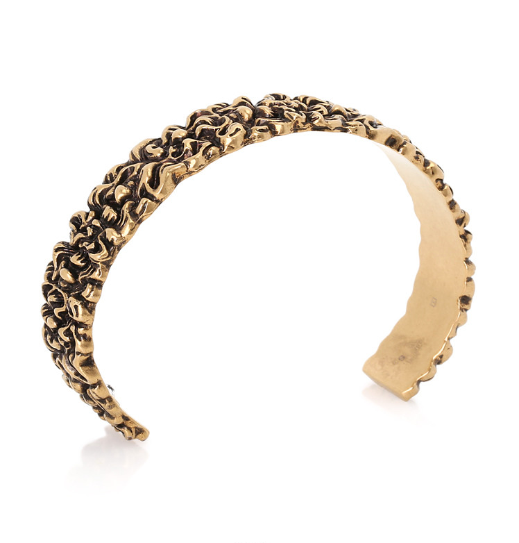 Gucci Lionhead Mane Cuff Bracelet in Antique Gold Small