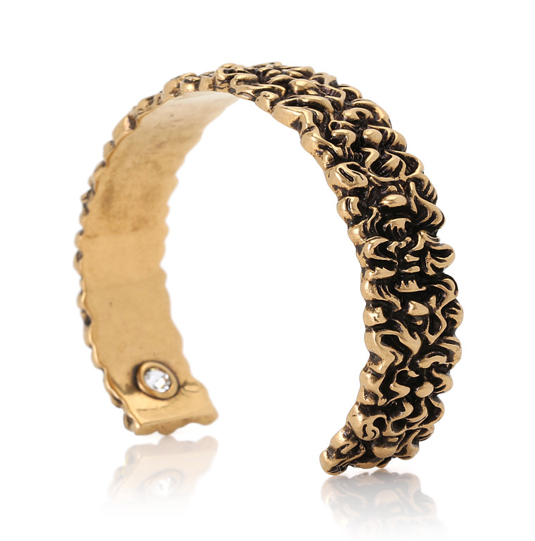 Gucci Lionhead Mane Cuff Bracelet in Antique Gold Small