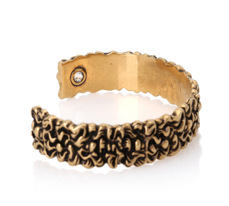Gucci Lionhead Mane Cuff Bracelet in Antique Gold Large