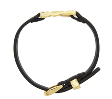 Load image into Gallery viewer, Gucci GG Textured Metal &amp; Leather Bracelet in Black and Gold
