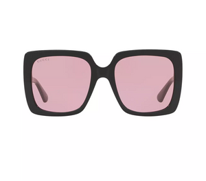 Gucci Square Frame Crystal Logo Sunglasses in Black
