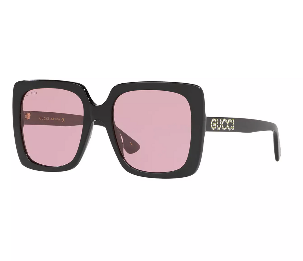 Gucci Square Frame Crystal Logo Sunglasses in Black Gavriel.us