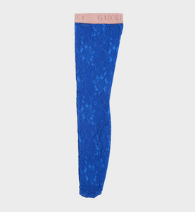 Gucci Metallic Floral Lace Socks in Royal Blue
