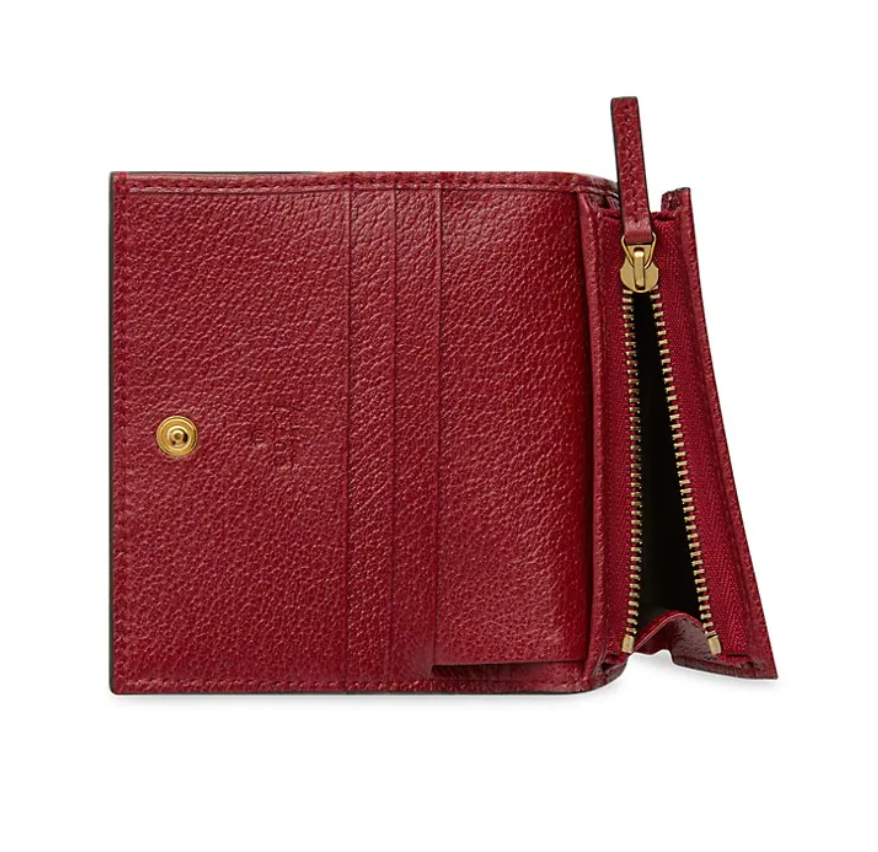 Gucci Ophidia Gg Flora Card Case With Lanyard In Beige Ebony & Red